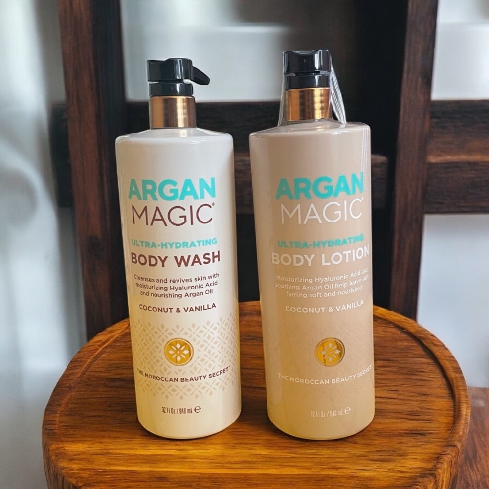 Argan Magic Coconut & Vanilla Body Wash + Lotion Set |Ultra Hydrating 32 oz Each